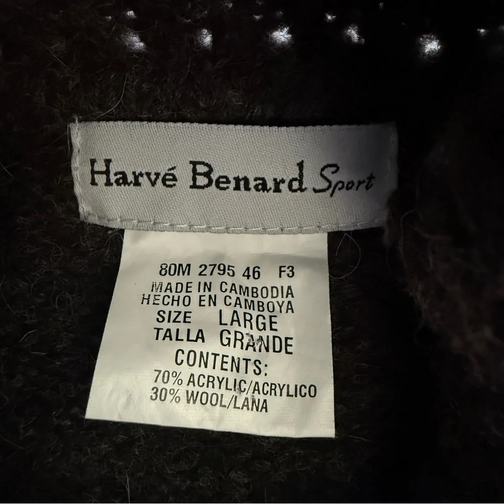 VTG Harvé Bernard Women's Gray Turtleneck Sweater L Long Sleeve Knit Casual Wool